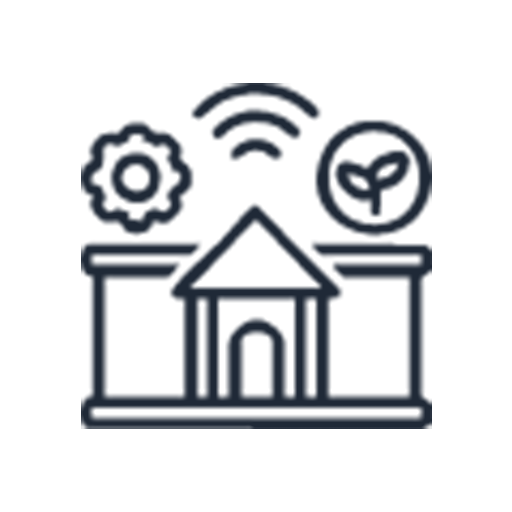 Smart shelter building with WiFi and eco icons
