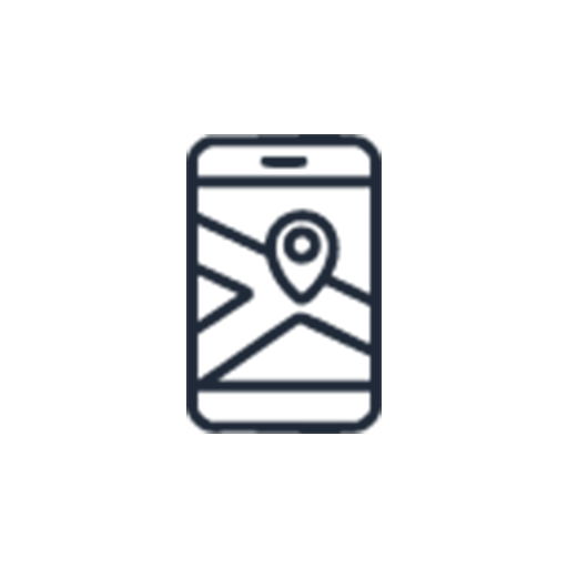 Mobile phone with map and location pin icon