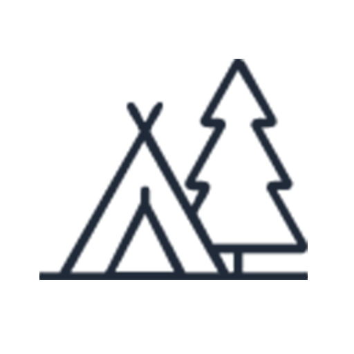 Camping tent and pine tree icon