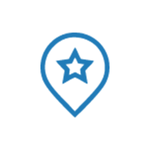 Favorite place map pin icon with a star