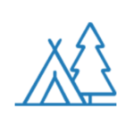Camping tent and pine tree icon