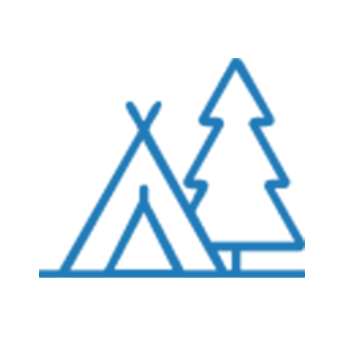 Camping tent and pine tree icon